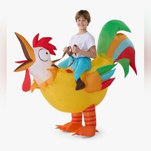 Kids Chicken Inflatable Costume, Riding an Rooster Halloween Ride-on Chicken